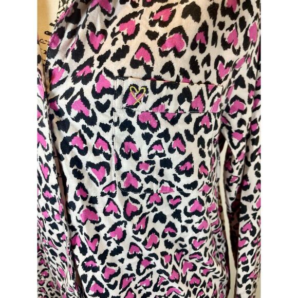 VICTORIA SECRET PJ TOP PINK HEARTS CHEETAH SZ M L SOFT AESTHETIC ANIMAL PRINT - Picture 13 of 15
